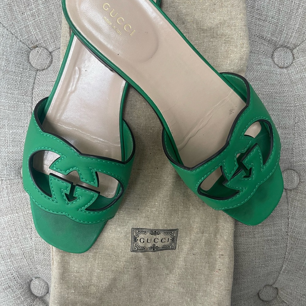 Gucci Leather Logo Cut Out Sandal